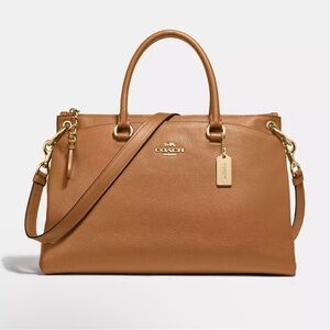 COACH Mia Satchel Pebble Leather in Saddle F76640